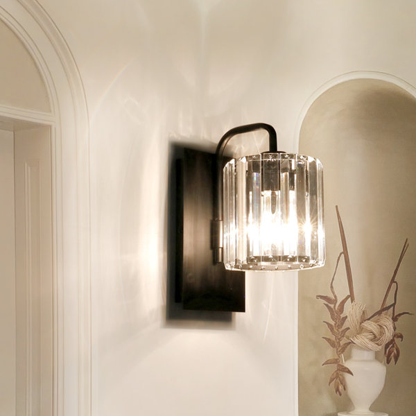 Mercer41 Klayre Armed Sconce Bathroom Sconce Lights Crystal Wall Sconce